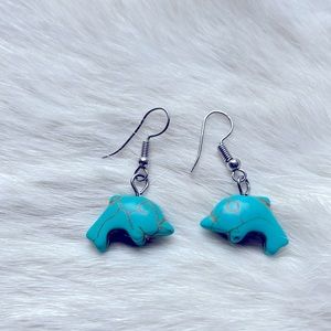 Sterling silver turquoise, dolphins earrings